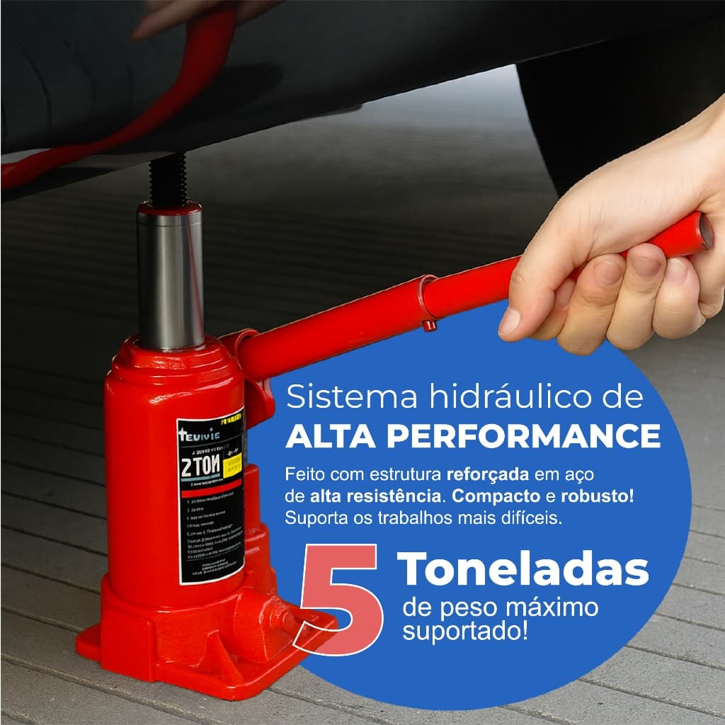 Macaco Hidráulico 5 Toneladas Automotivo Carro Caminhonete Resistente Linha Premium