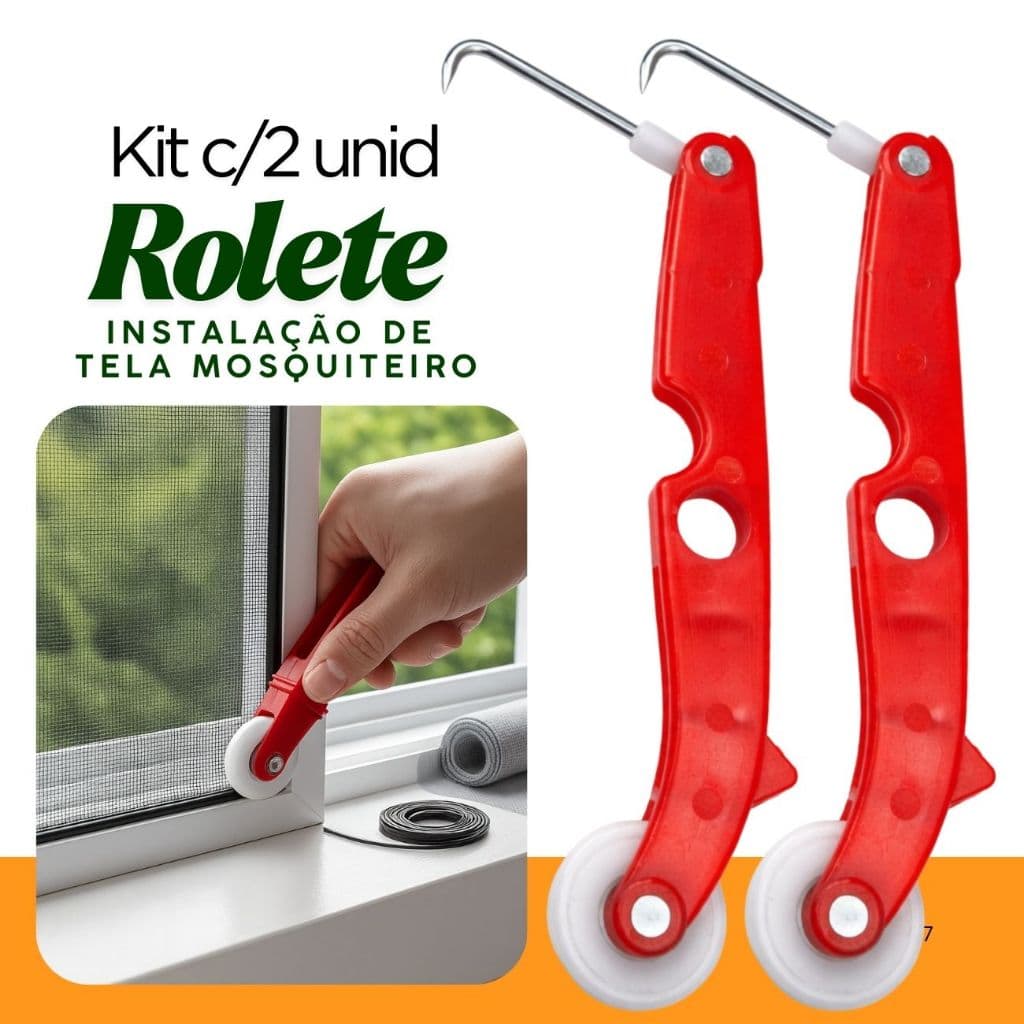 Rolete Aplicador Tela Rede Mosqueteira Roldana Dupla para Janela e Porta 1 unidade ou kit 2 unidades