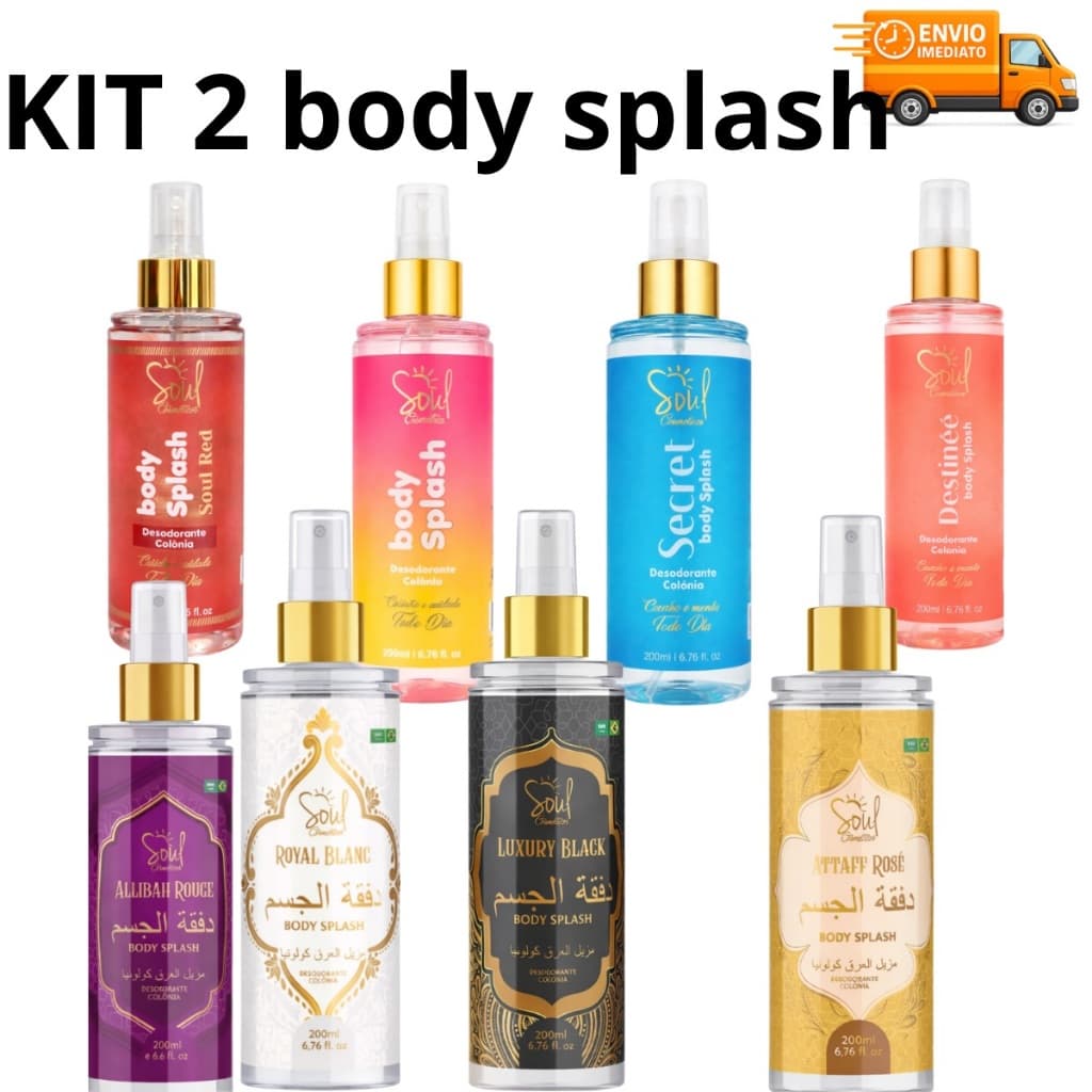 KIT 2 BODY SPLASH FEMININO ARABE E TRADICIONAL , FRESCOR E FIXAÇÃO PROLONGADA , 200ML ENVIO IMEDIATO