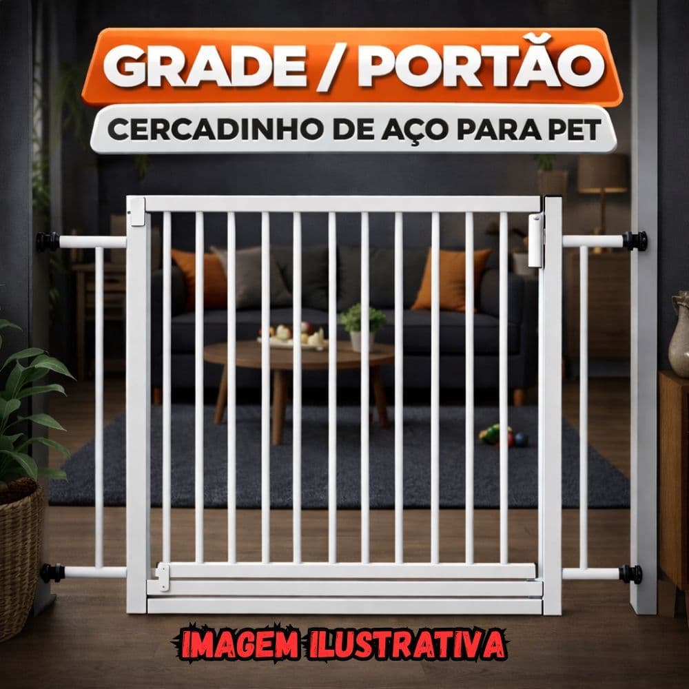 Portão Grade de Aço 80cm - Cercadinho de Segurança para Pets e Crianças, Resistente, Fácil Instalação