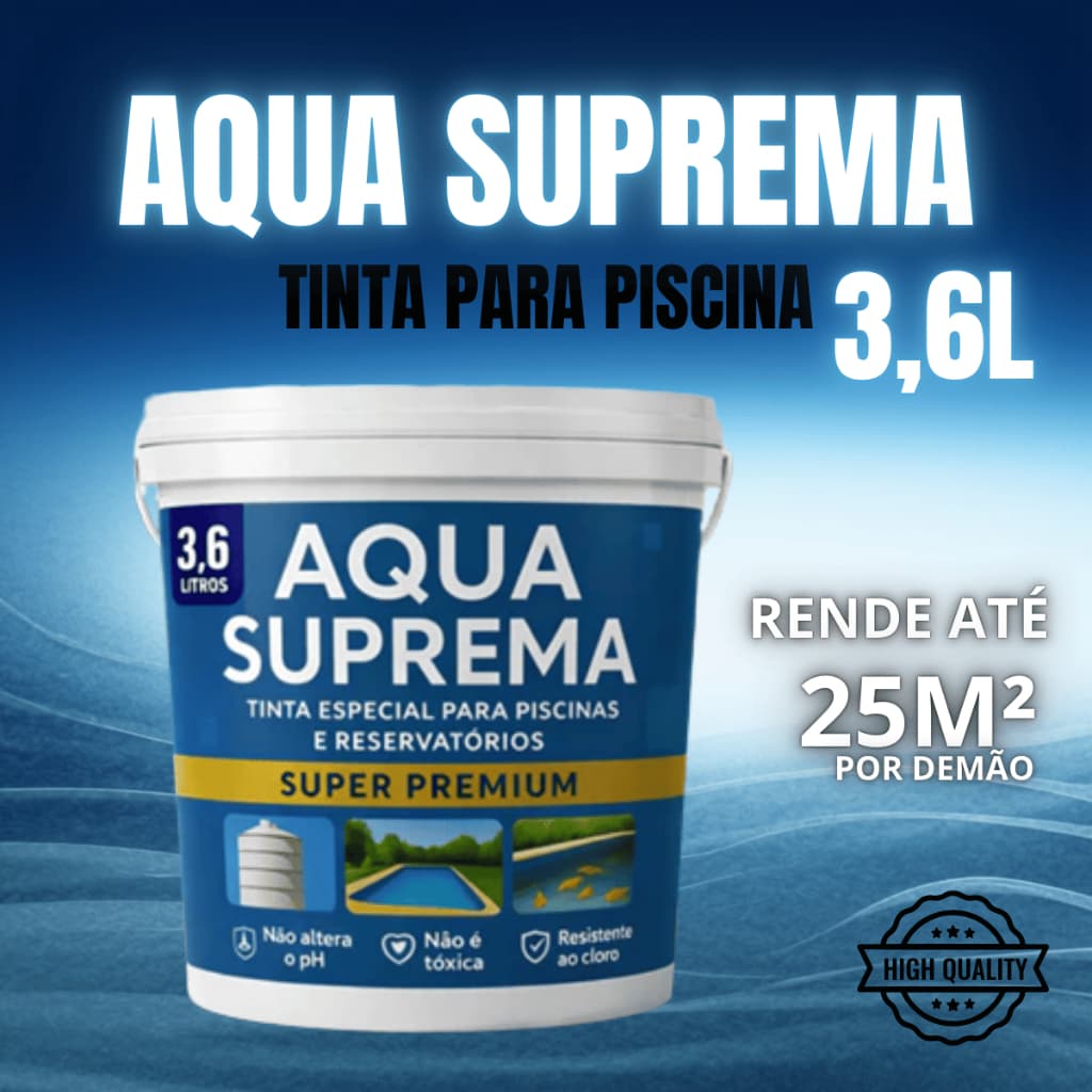 Aqua Suprema Tinta Impermeabilizante 3,6L Piscina Alvenaria Resistente Água e Químicos Externa