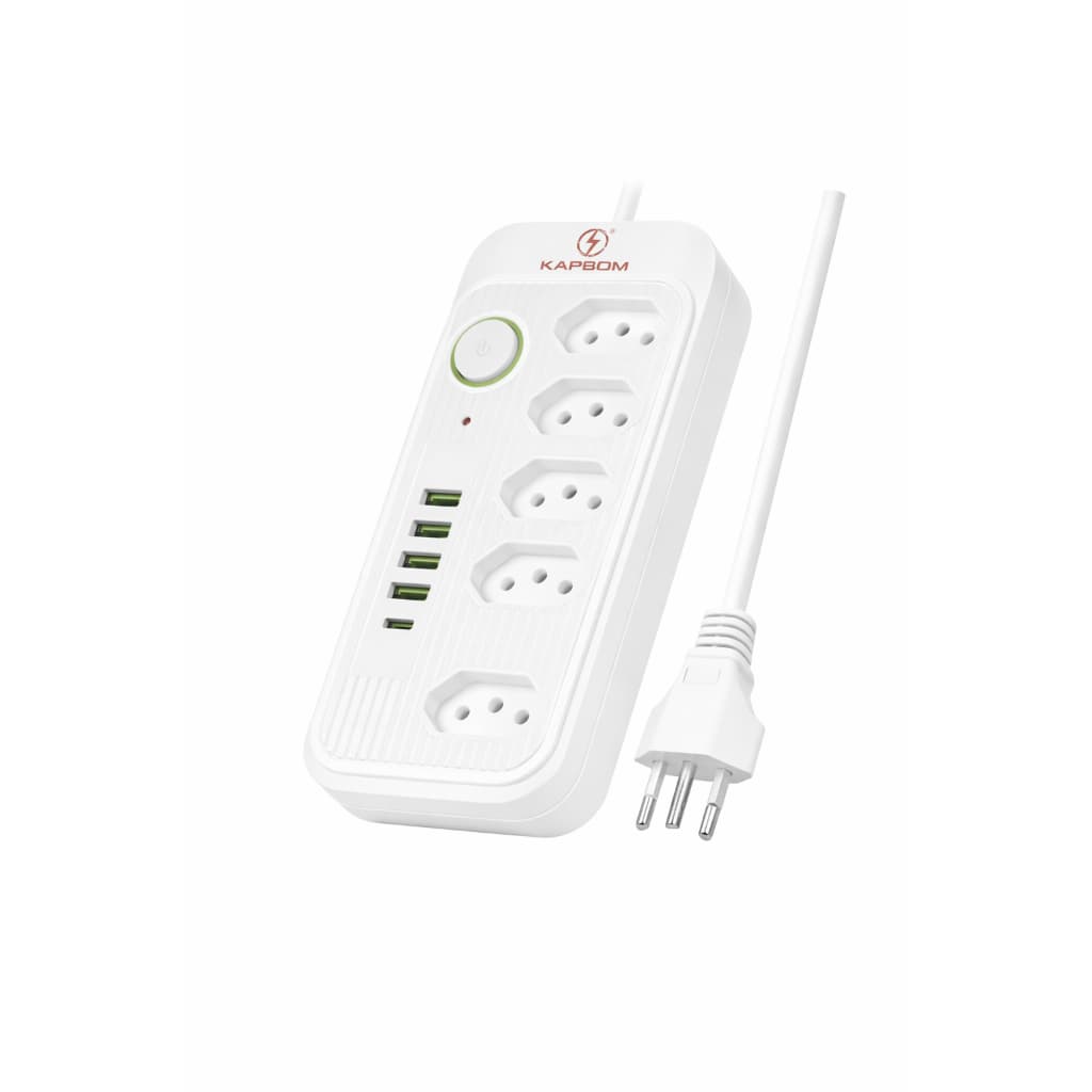 Filtro de Linha Kapbom 3m Bivolt 5 Tomadas 4 USB