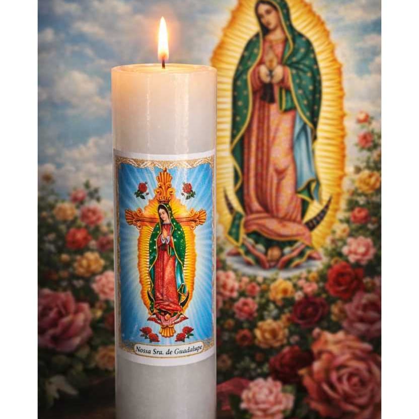 2 Velas Votiva 7 Dias Nossa Senhora de Guadalupe 100% Parafina 260g Quaresma Frei Santos Católicos