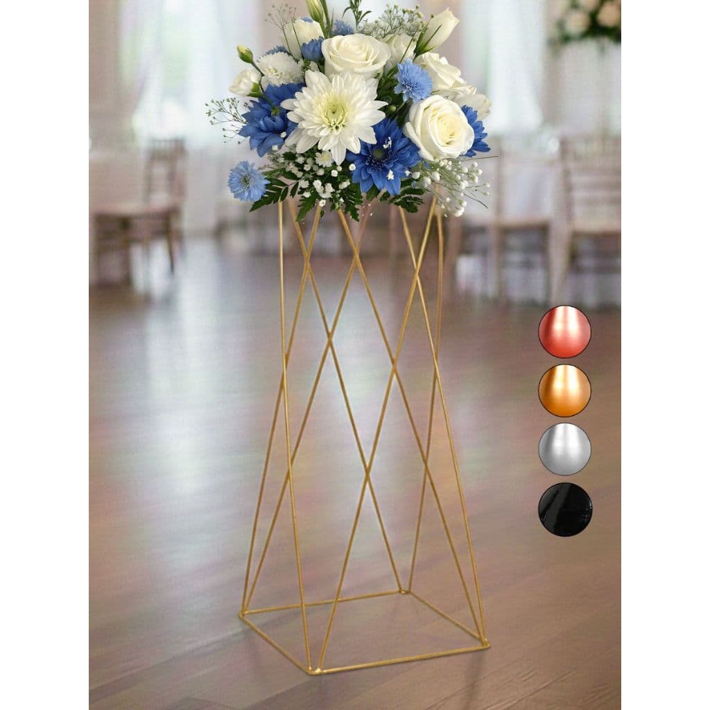 Vaso Dourado Coluna Quadrado 80cm Armação Porta arranjo Decoração de Festa Grande
