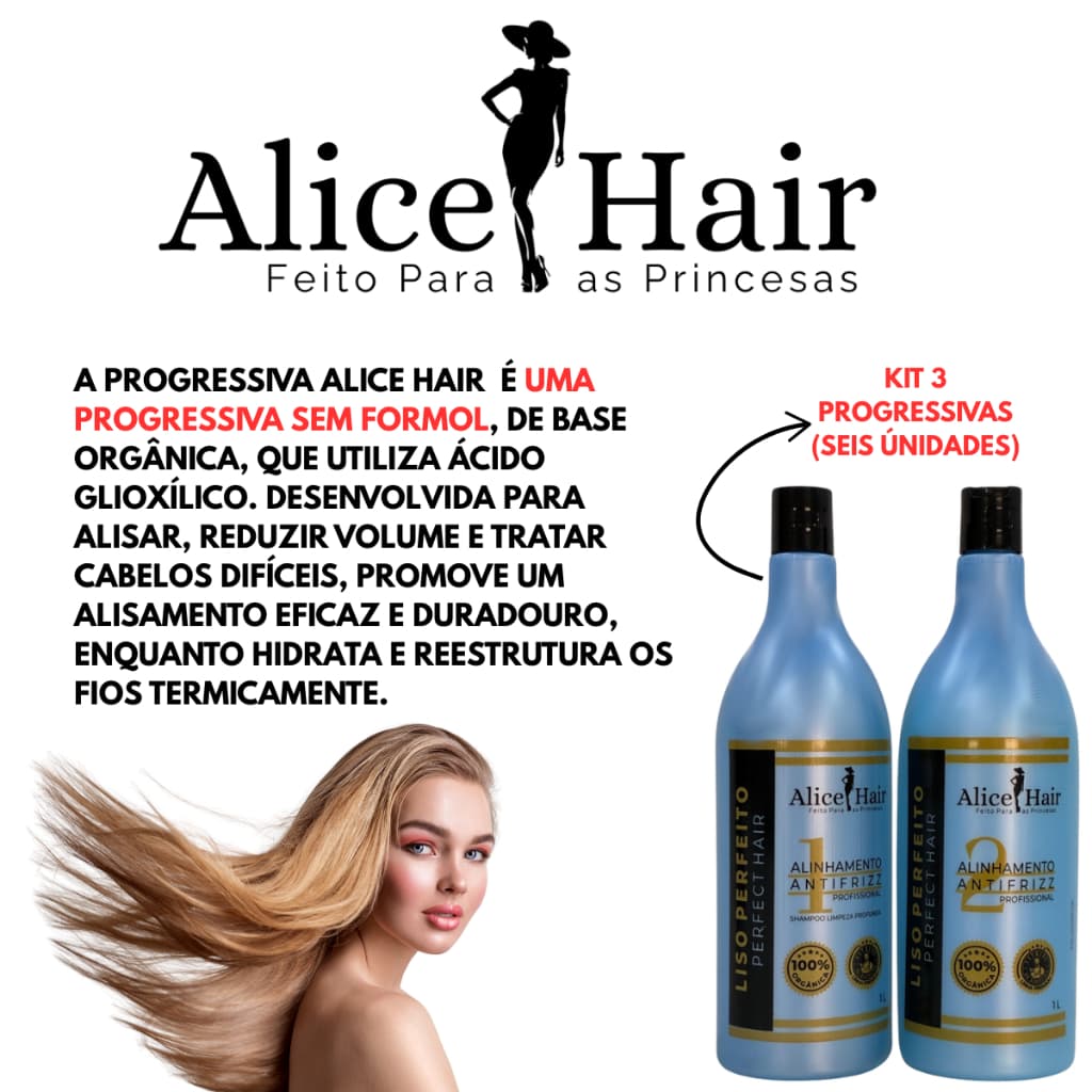 3 Progressivas Exclusivo Alice Hair Profissional Orgânica!!!
