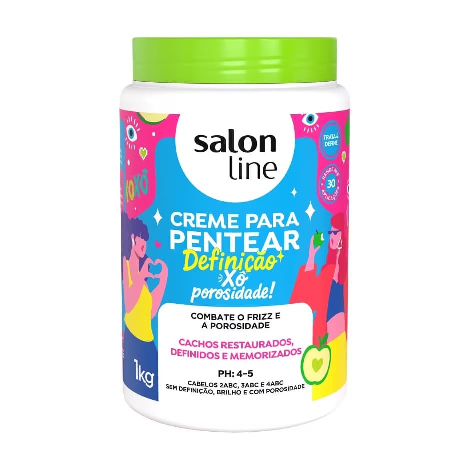 Creme Para Pentear Salon Line Definição Xô Porosidade 1kg Cachos Restaurados e Sem Frizz