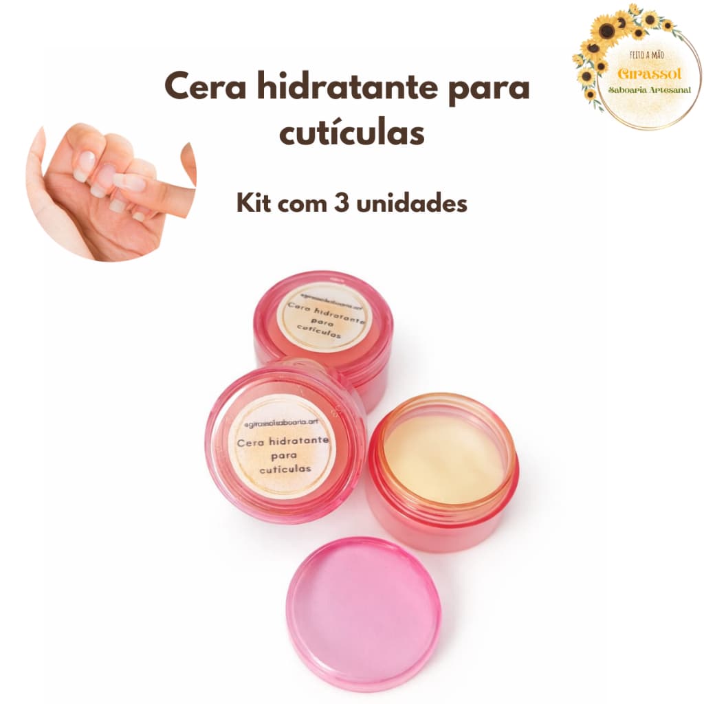 Kit 3 Ceras Hidratantes de Cutículas 7g – Girassol Saboaria Artesanal