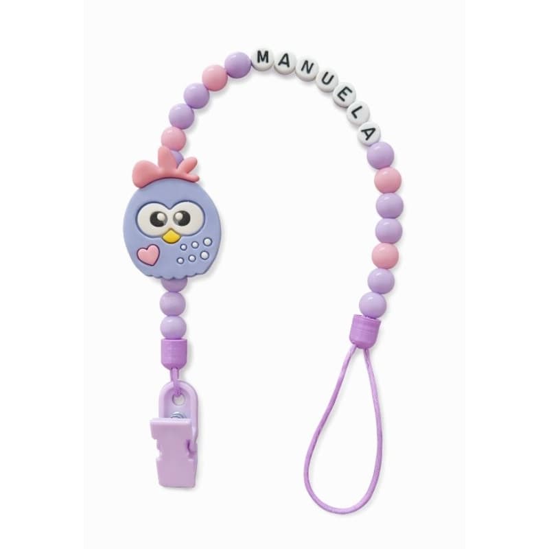 Prendedor de chupeta Galinha pintadinha personalizado com o nome do bebê