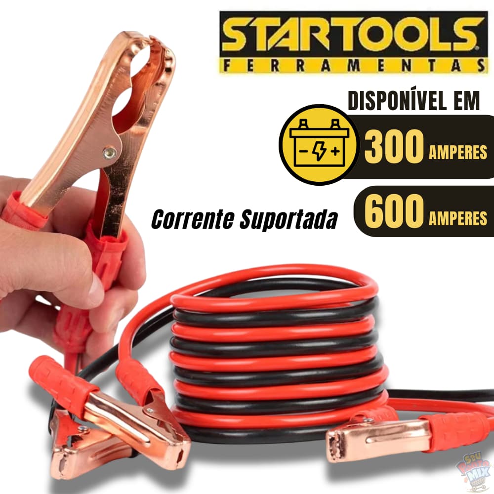 Cabo Chupeta Automotivo 300A/600A – Cabo Auxiliar Partida Bateria 2,2m a 2,5m