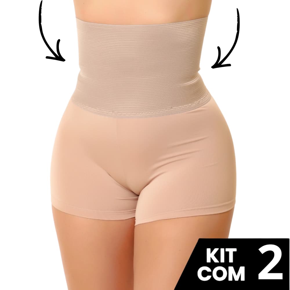 KIT 2 UNIDADES Bermuda Modeladora Anágua Cinta Short Feminino Alta Compressão Reduz Medidas