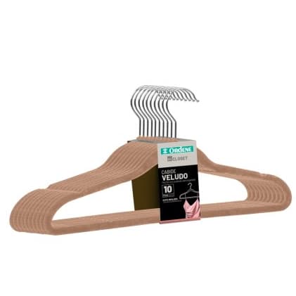 Kit com 10,20 ou 30 cabides de veludo na cor bege Ordene