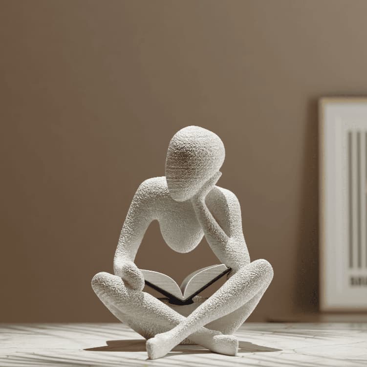 Estátua Decorativa Moderna Minimalista Figura Lendo Livro