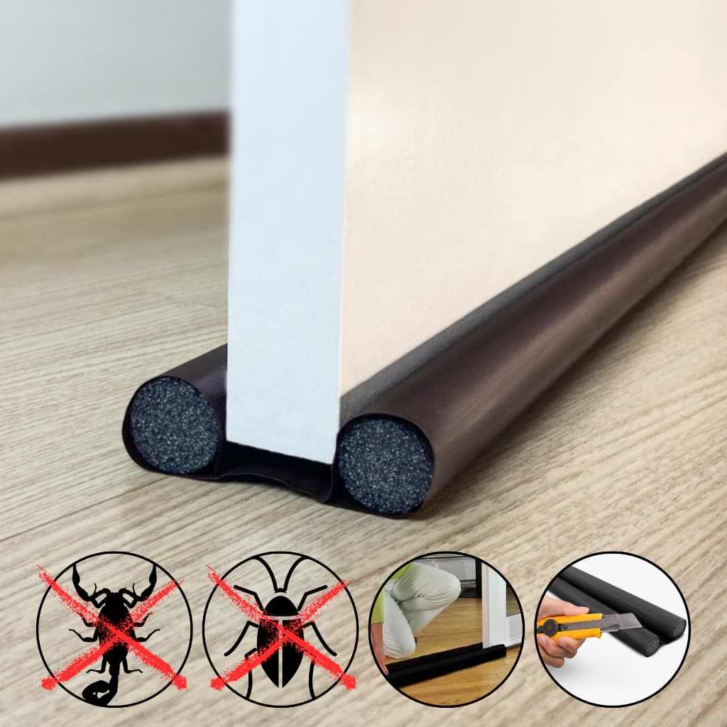 Veda Porta Ajustável 80cm Impermeável Preto Rolinho Duplo