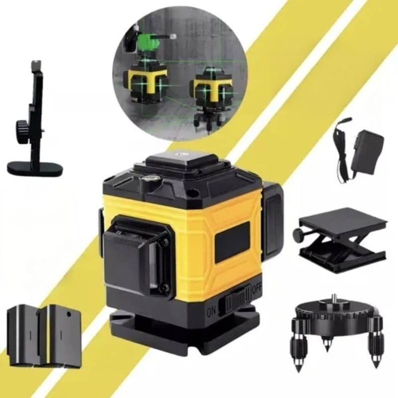 Nível Laser Recarregável 16 Linhas Verde Profissional 3d Autonivelante Com Controle 360 4d