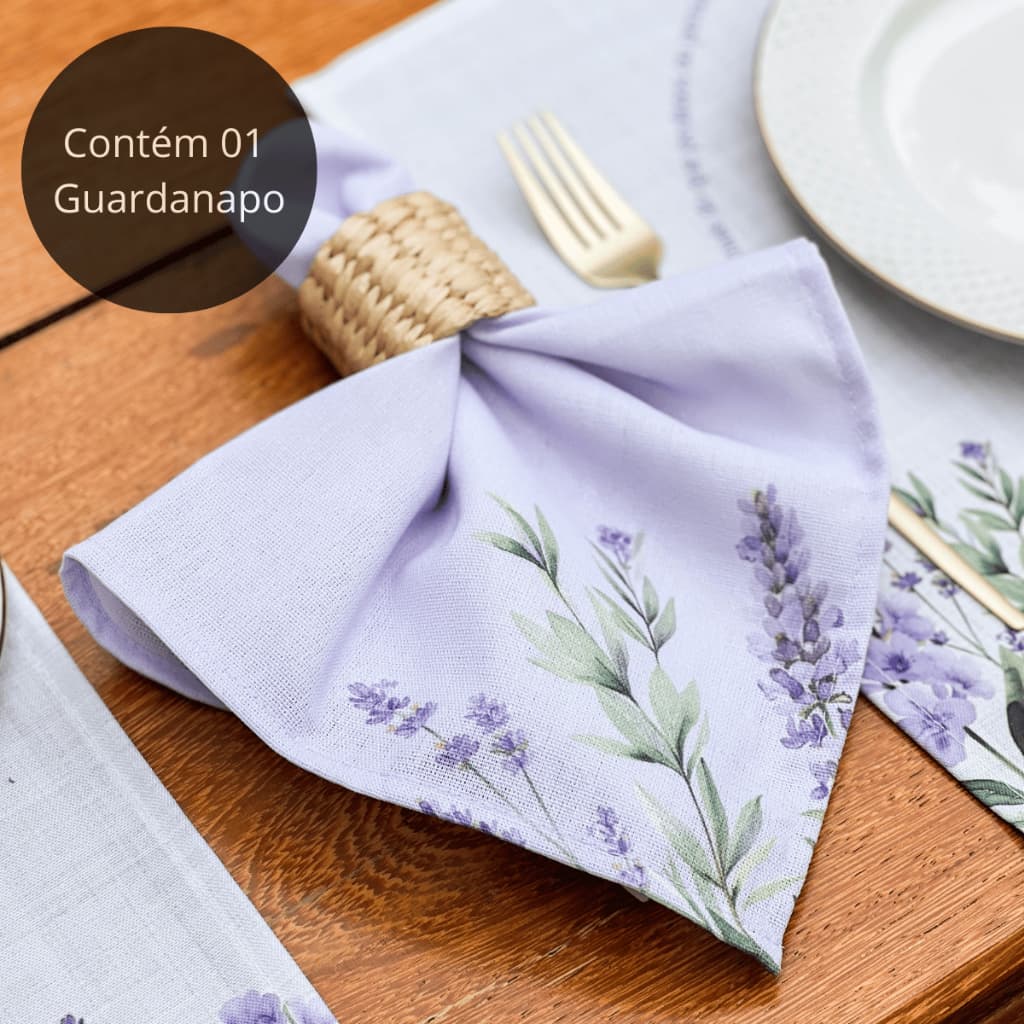 Guardanapo de Tecido para Mesa Posta – Coleção Jardim de Lavandas
