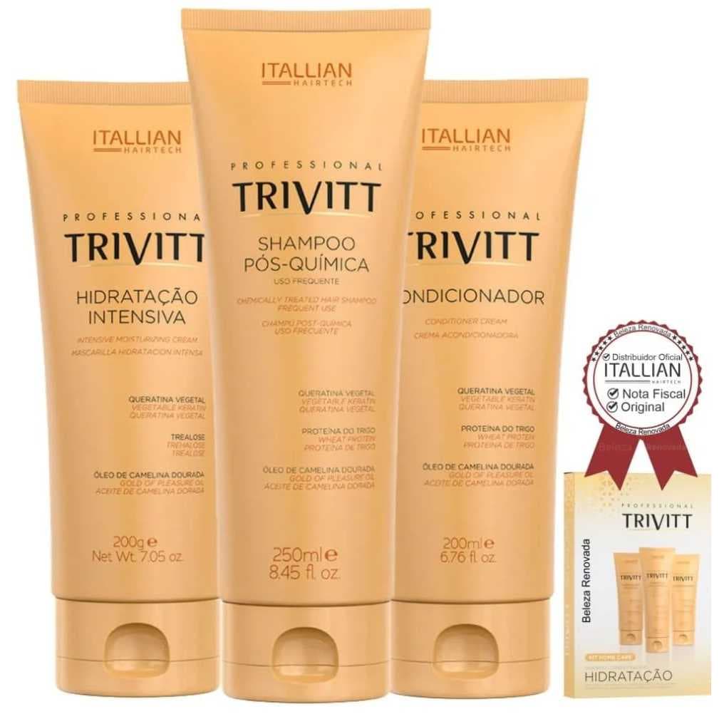 Kit Home Care Trivitt Hidratação Pós Quimica Itallian Hairtech