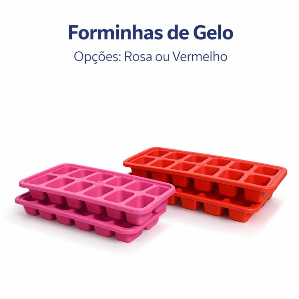 Kit 4 Forminhas de Gelo Plástico Resistente Seguro Atóxico Freezer Geladeira Bares