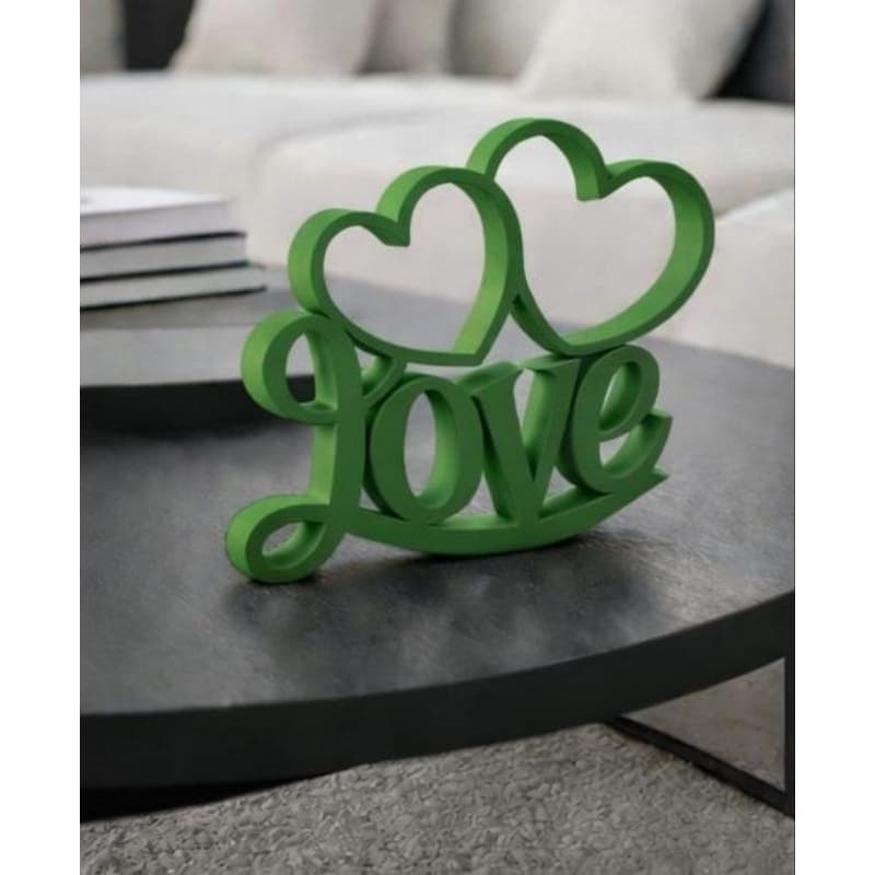 Decoração Moderna para Sala Esculturas LOVE COM DOIS CORAÇÃO 3D em PLA | Enfeite Mesa Sala Estante