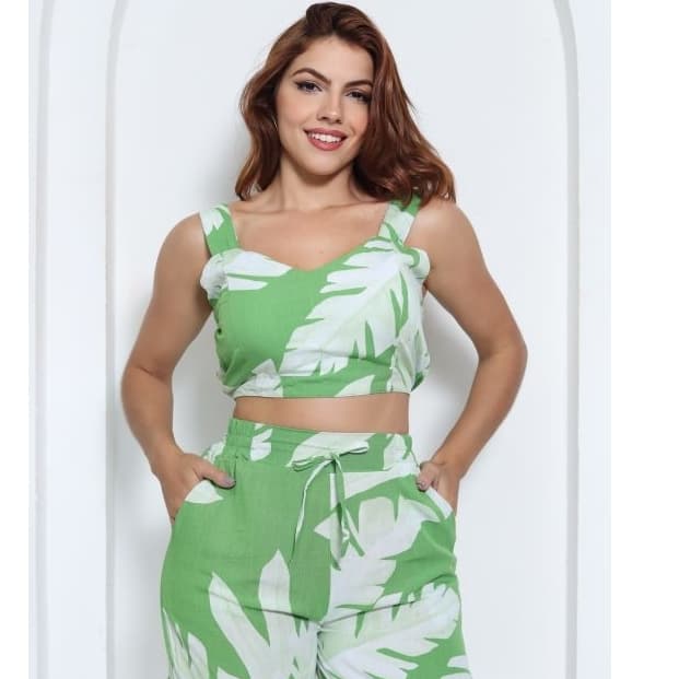 conjunto feminino short e cropped primavera verão