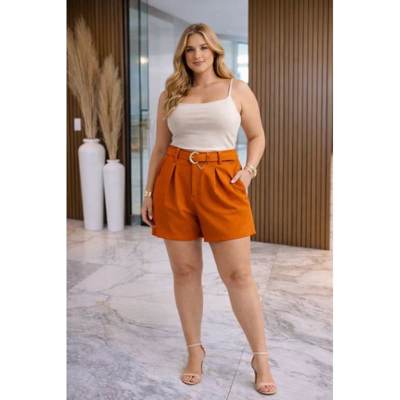 Short Feminino Alfaiataria -  Dia a Dia - Festa - Premium com Cinto e  Bolso