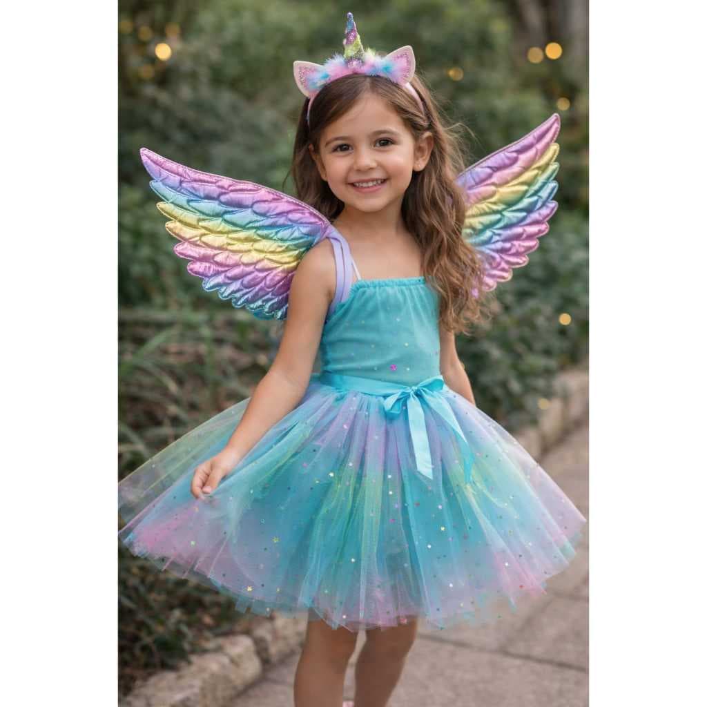 Fantasia Infantil Asa de Anjo + Saia de Tule Colorida - Transforme sua pequena em uma verdadeira fadinha encantada!