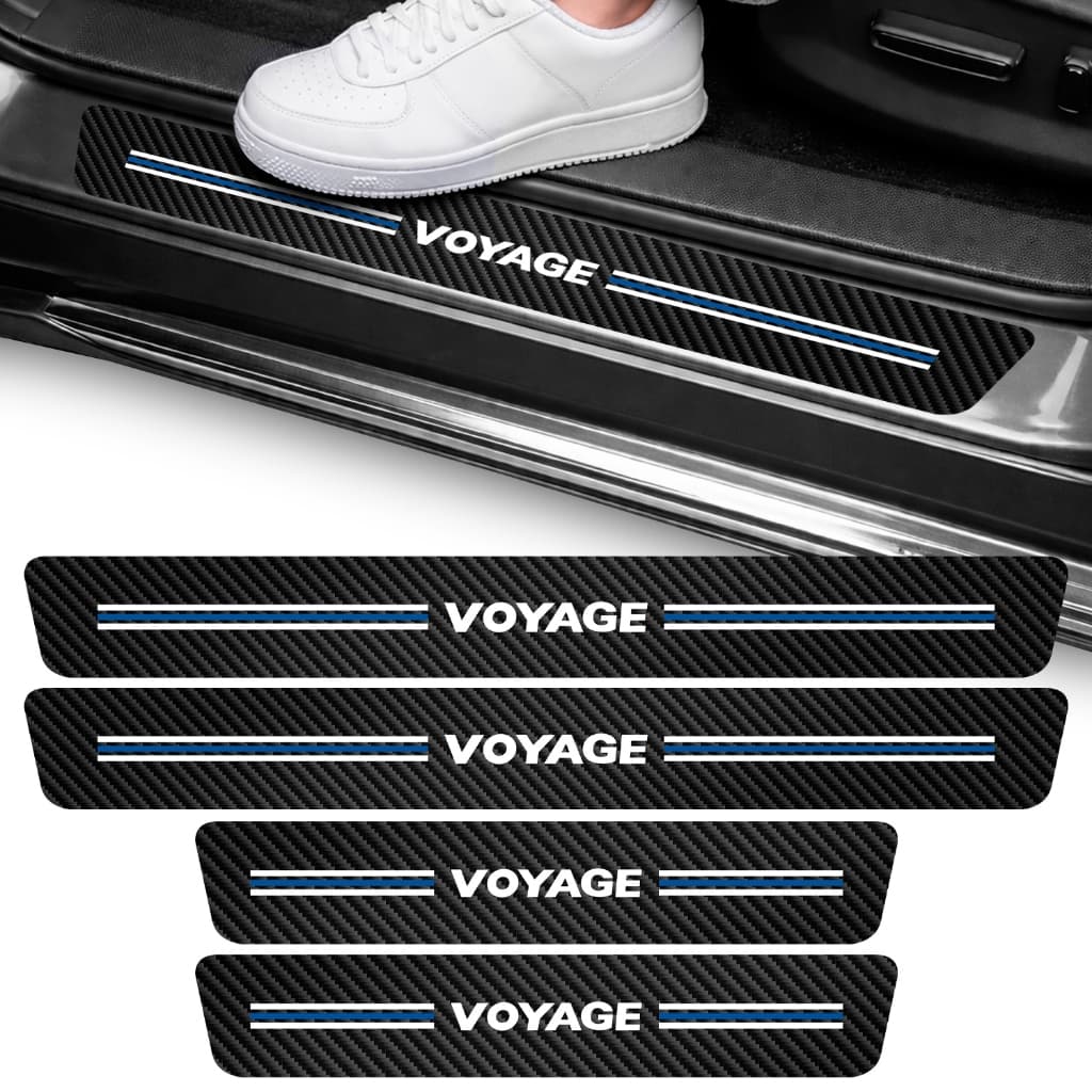 Kit Soleira Vinil Adesivo Proteção Voyage 4 Portas Carro