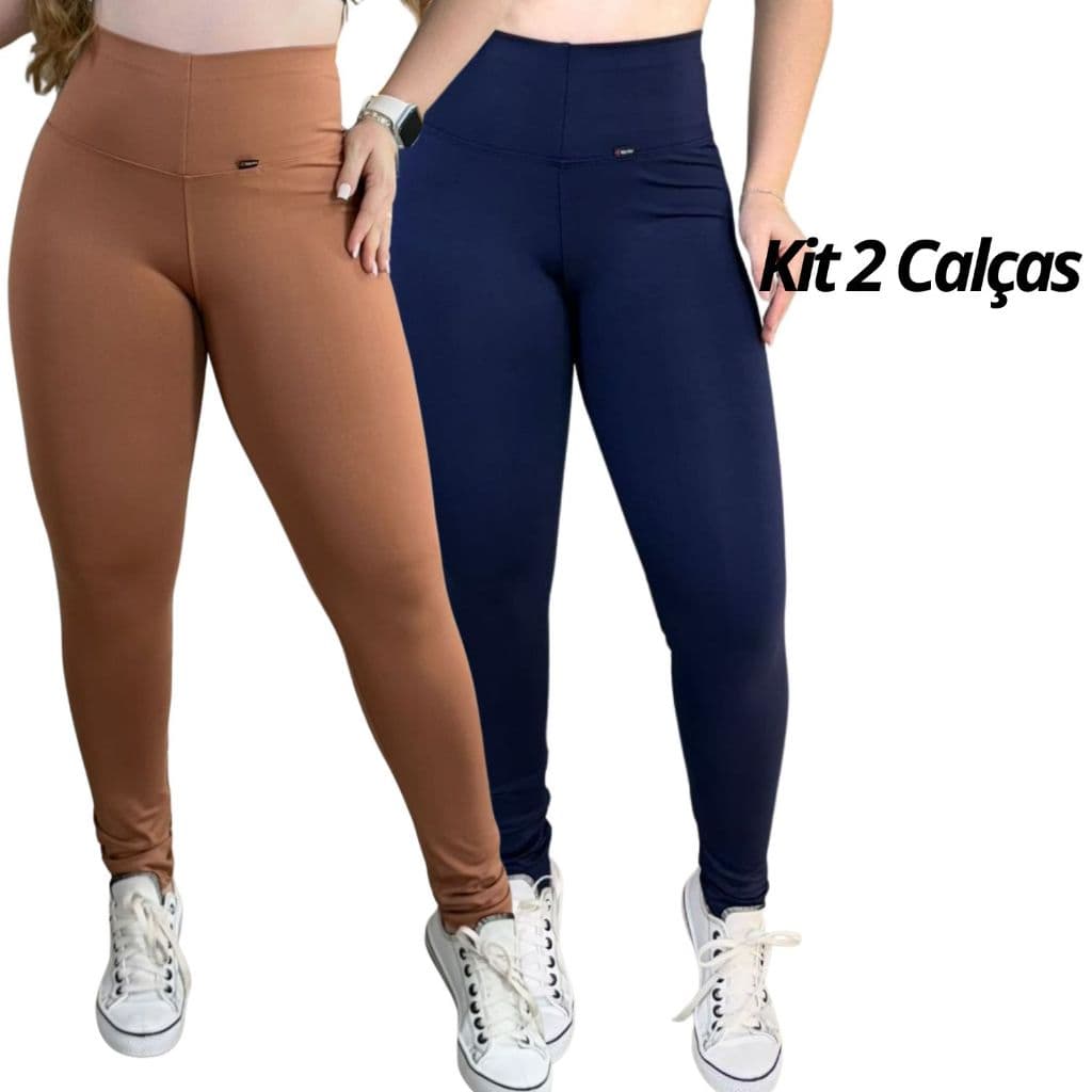 Kit 2 Calças Legging De Academia Feminina Yoga Suplex Cos Alto Zero Transparência Fitness