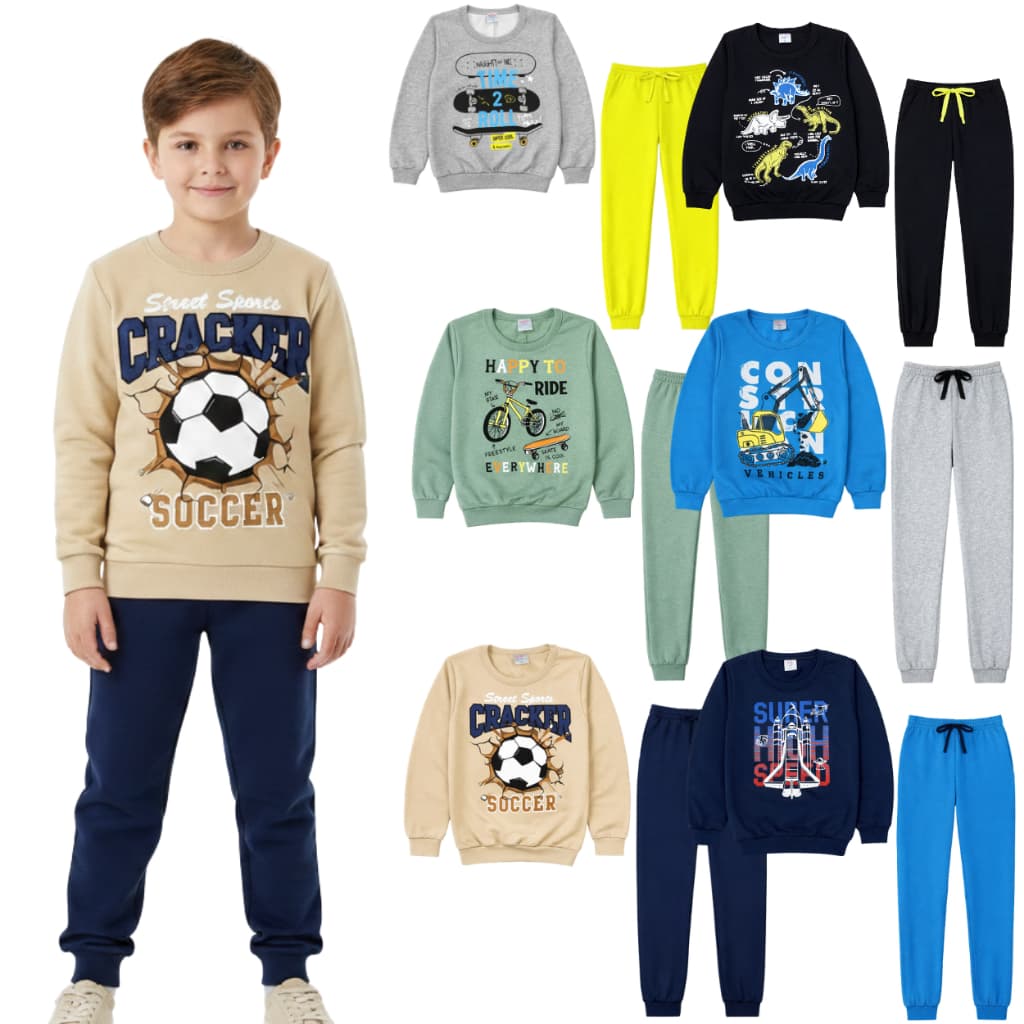 Kit Sortido Peças de Roupas Masculino Infantil Inverno – blusas casacos + calças de 1 ao 8 – Lote Sortidos