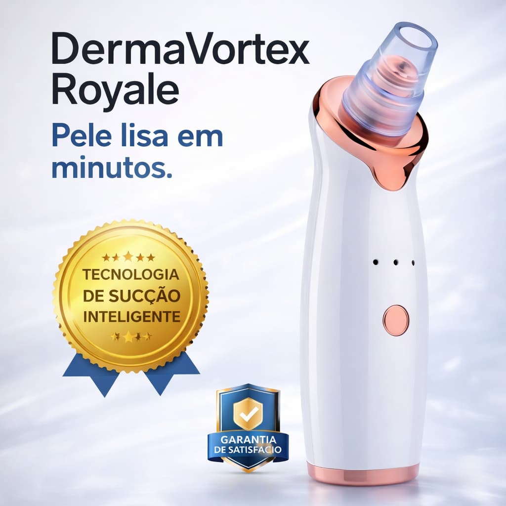 Removedor de Cravos e Espinhas a Vácuo DermaVortex Royale 3 Níveis Sucção Recarregável USB Limpeza de Pele Profunda