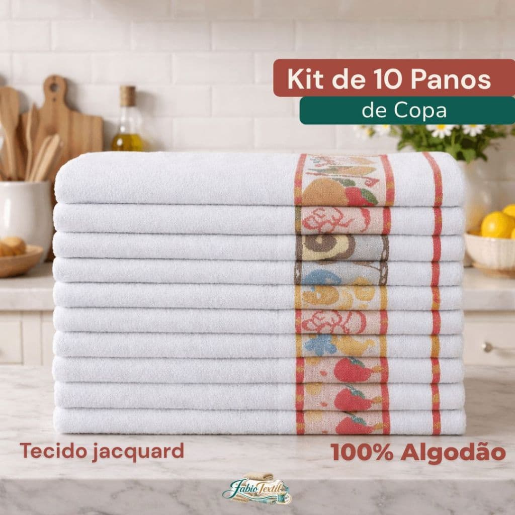 Kit com 10 Panos de Copa Jacquard Coffee 50x70cm Super Absorventes, Duráveis e Sofisticados