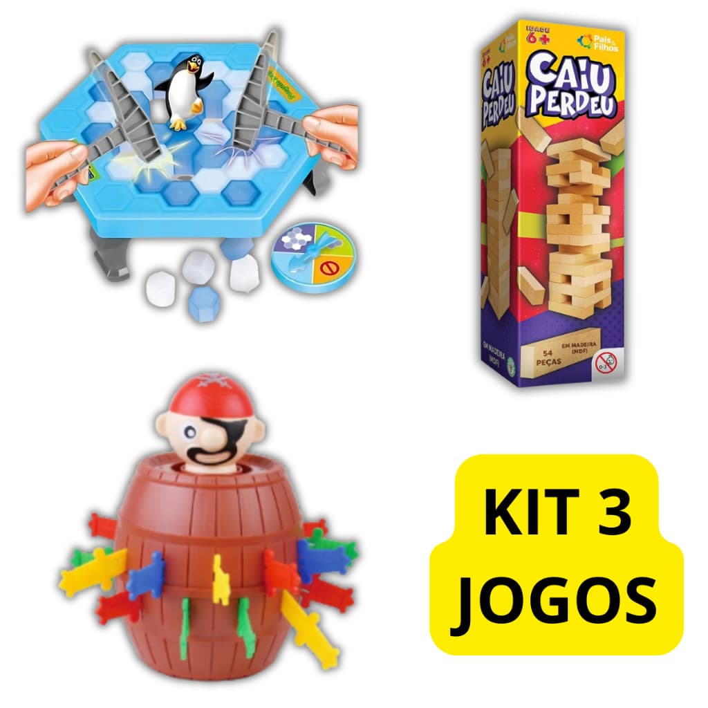 Jogos Caiu Perdeu Pula pirata Pinguim Quebra Gelo ou Kit Divertido Brinquedo infantil jogos de mesa