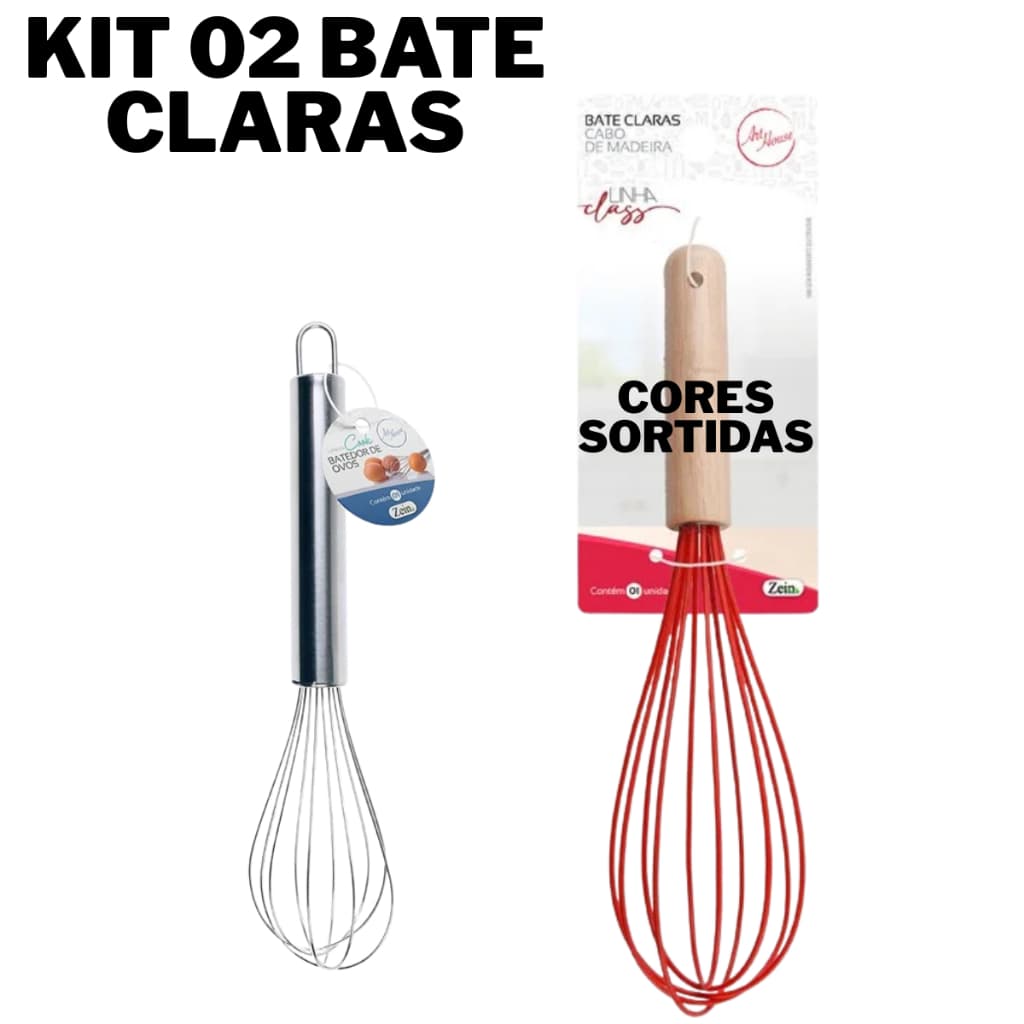 Kit Batedor De Ovos 21cm Inox E 26cm Madeira Cook Art House