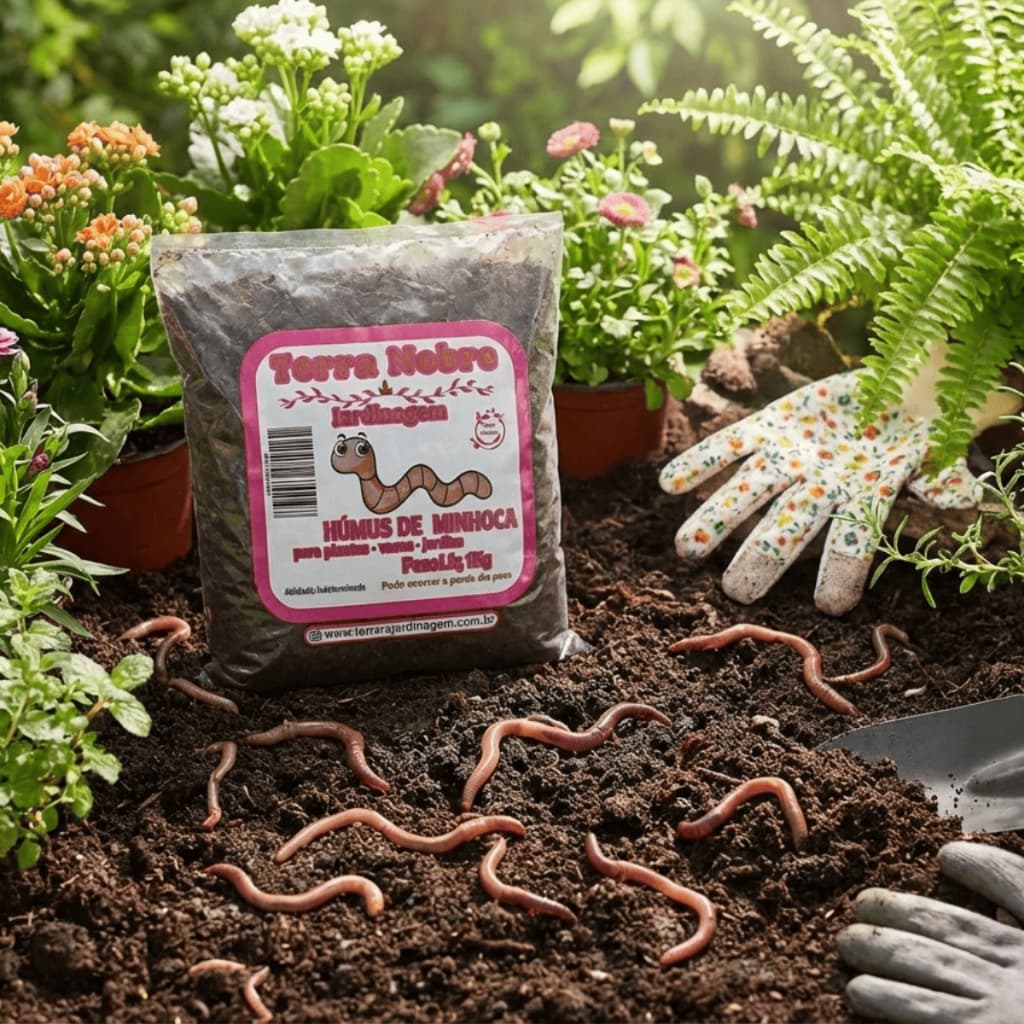 Húmus de Minhoca - Adubo Orgânico 100% Natural para Plantas Hortas Jardins Vasos de Planta