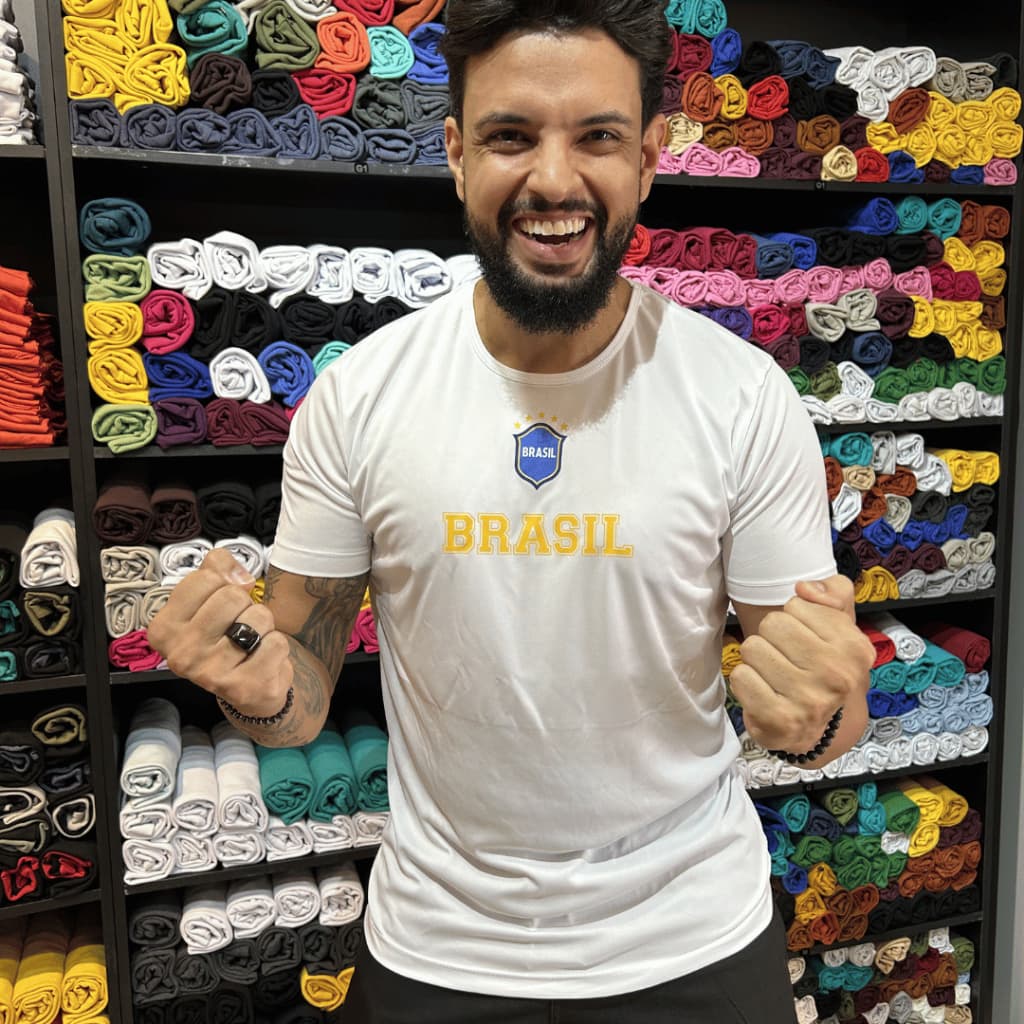 Camiseta Masculina Copa - Branca - Blusa com Tecido Fresco