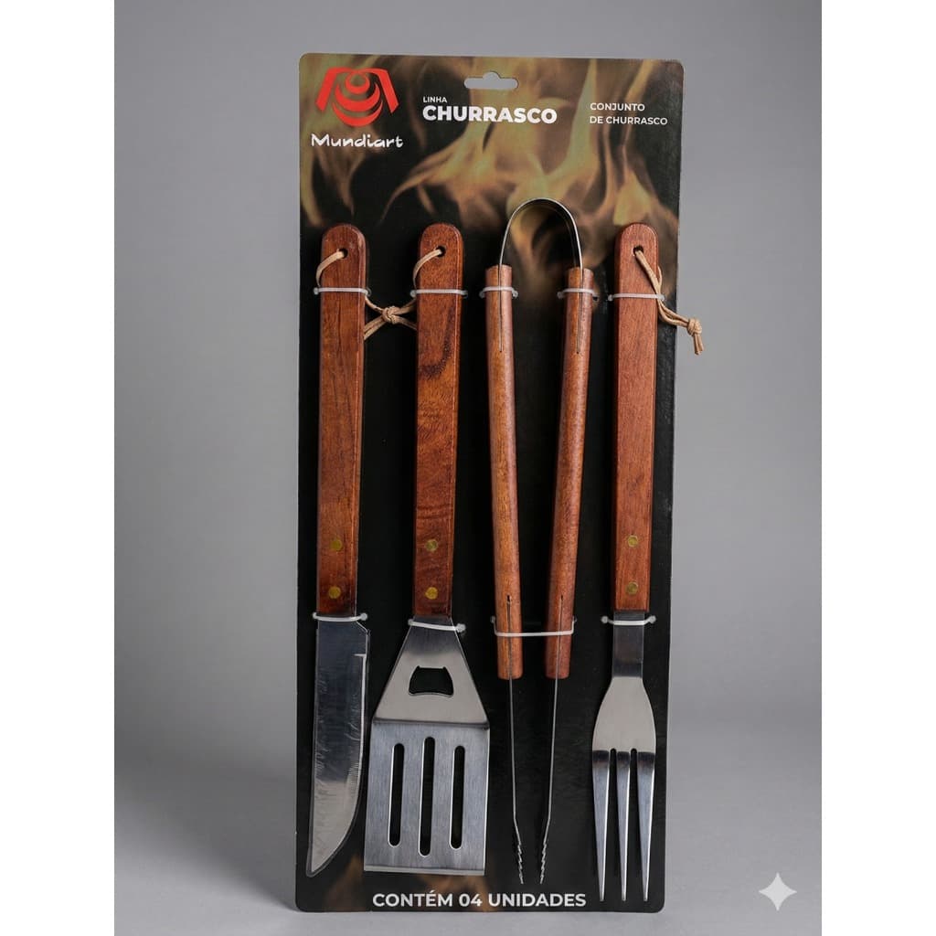 CONJUNTO CHURRASCO 4 PEÇAS MUNDIART