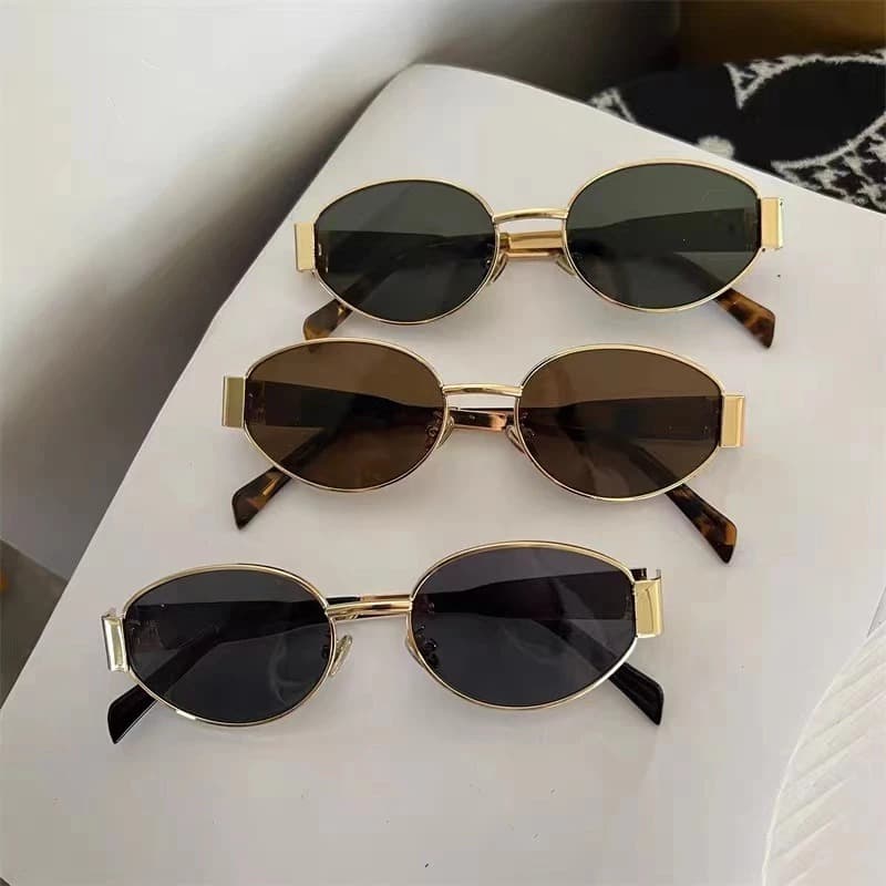Óculos De Sol Com Armação De Metal Em Forma De Diamante ou oval Da Moda Acessório preto ou marrom Feminino tendencia2027