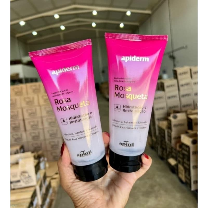 Loção hidratante Rosa Mosqueta Desodorante Corporal Apiderm Apinil 190g -Super Hidratação