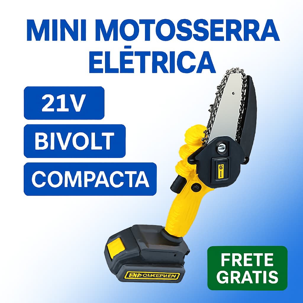 Motosserra Elétrica Mini 6'' 21V Startools Original – Portátil, Bivolt, Bateria Recarregável para Jardim e Poda facil