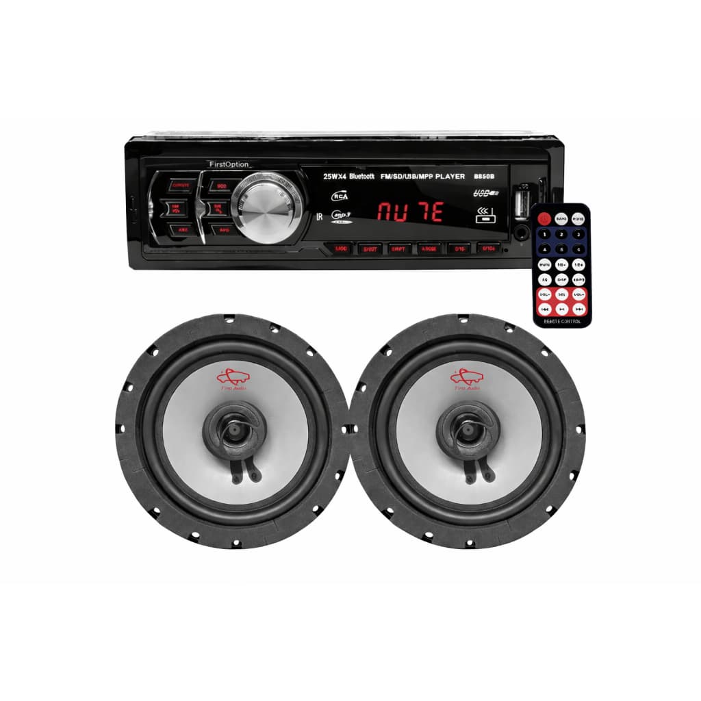 Kit Som Automotivo Bluetooth 25Wx4 + 2 Alto-Falantes Potentes 6 polegadas