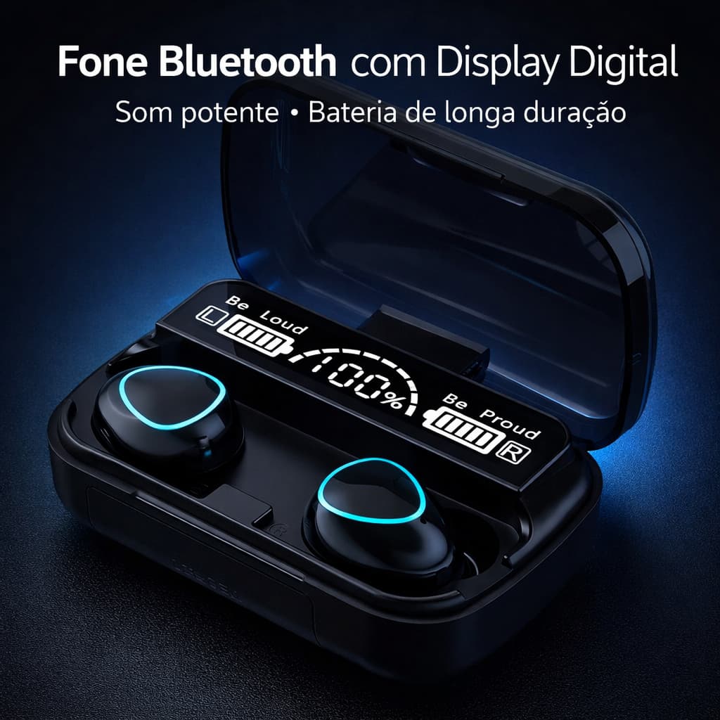 Fone De Ouvido Sem Fio M10 Tws Bluetooth 5.1 com Microfone Cor Preto