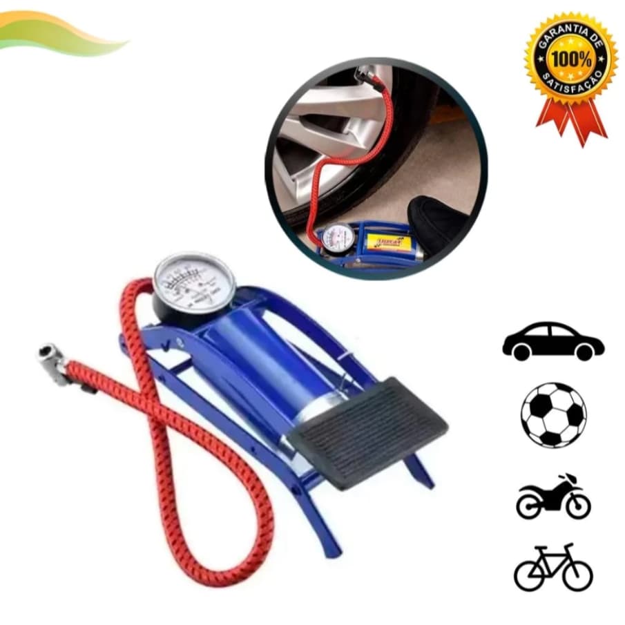 Bomba De Ar Com Pedal Tanque Alta Pressão Para Encher Pneus Bike Carro Bicicleta Bola Colchão