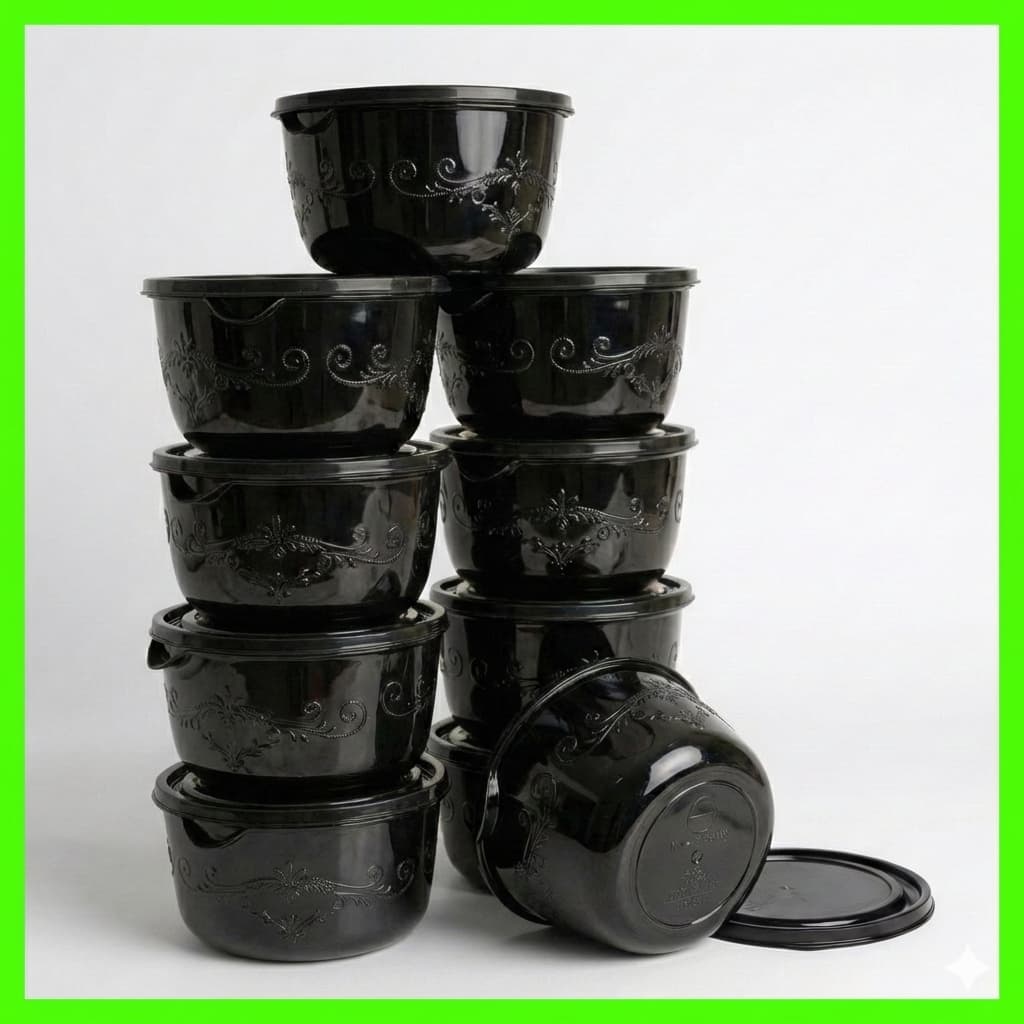 Kit com 10 potes Bowl 1LITRO  de plastico para armazenamento e decoração de cozinha
