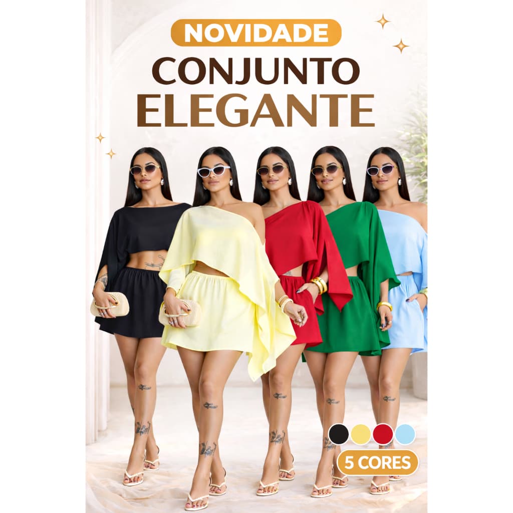 Conjunto Três Peças Tecido Dunas Com Capa Boho Cropped Short Saia