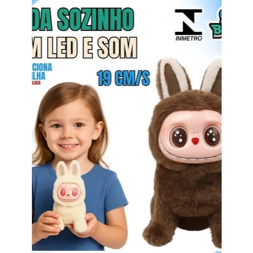 Bicho de Pelúcia Interativo 25cm Anda e Emite Som Brinquedo Infantil