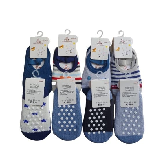 Kit 3 Pares de Meia Antiderrapante Infantil Modelo Sapatilha Estampas e Cores Diversas Sortidas