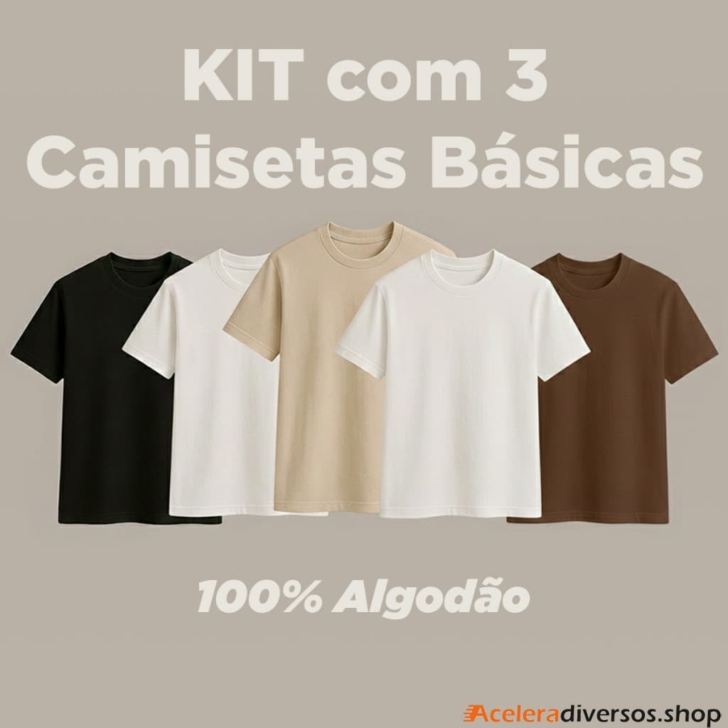 KIT 3 CAMISAS CAMISETAS BASICAS MASCULINA UNISSEX 100% ALGODÃO CORES NEUTRAS ATUAIS , OTIMO CAIMENTO
