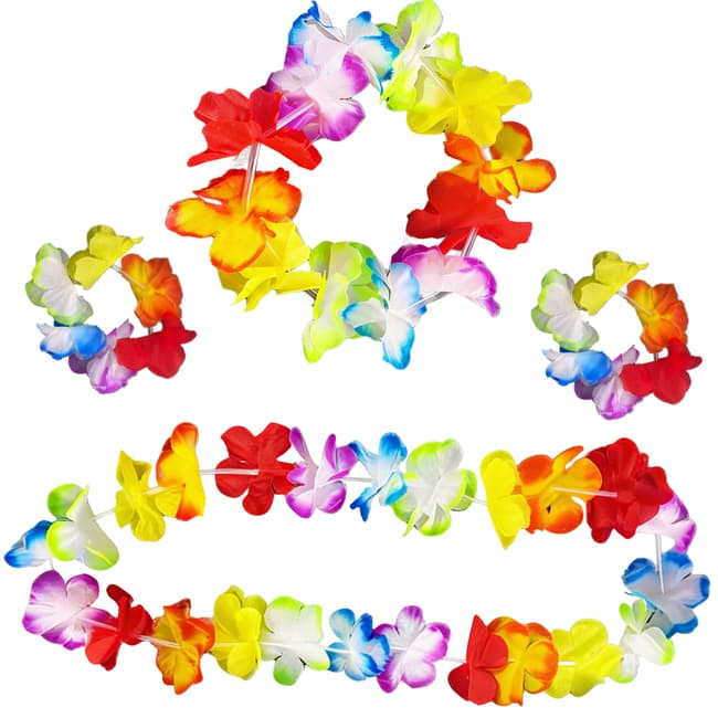 Kit Acessório Havaiano 4 Itens Carnaval Fantasia Tropical