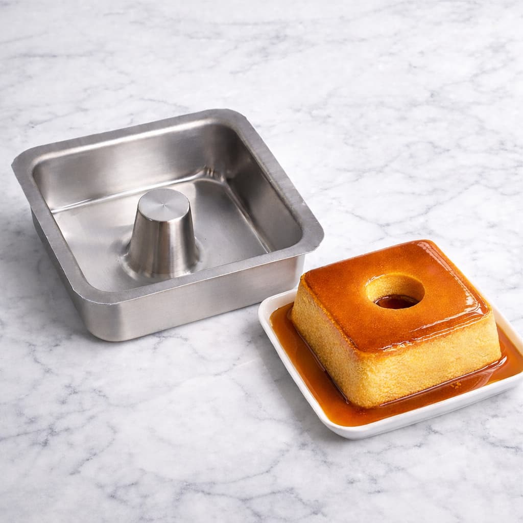 FORMA DE PUDIM OU BOLO QUADRADO DECORADO EM ALUMINIO PREMIUM TAMANHO GRANDE
