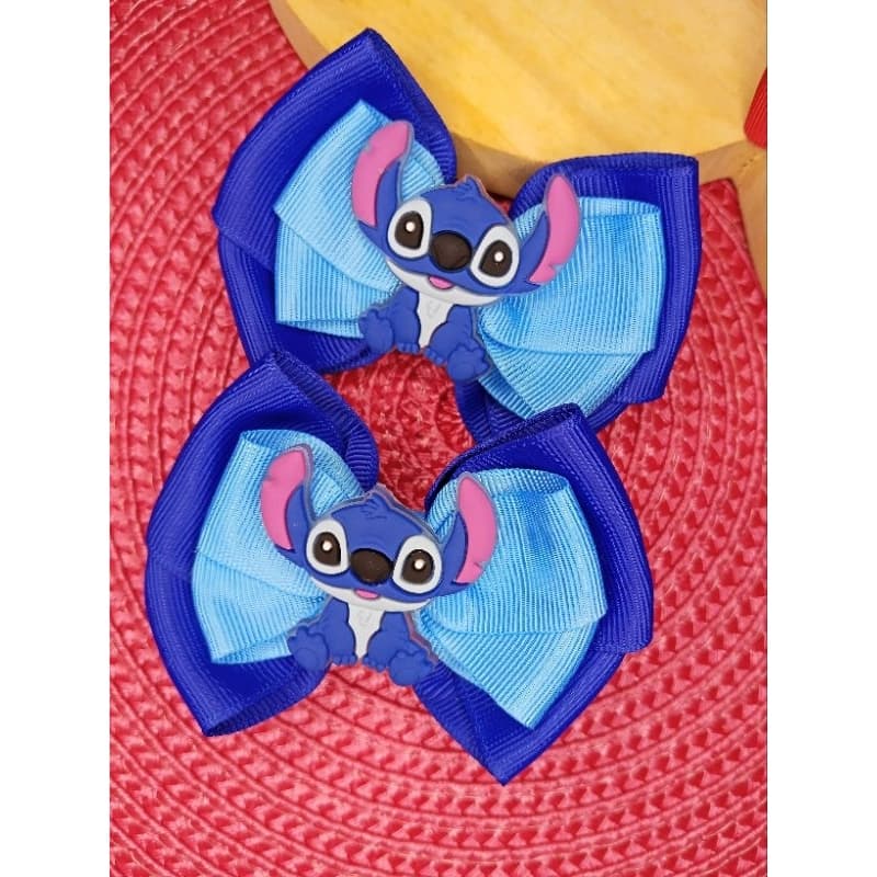 🌸 Laço Infantil Stitch – Parzinho Azul Encantador 🌸