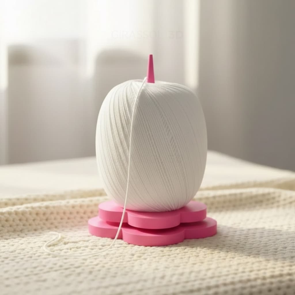 Suporte Giratório para Linha Crochê Resistente Flor